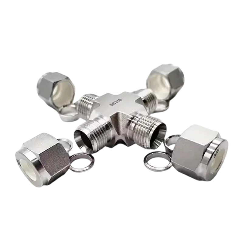 Stainless Steel Cross Union Compression Tube Fittings